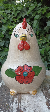 Ceramic Chicken Planter, Flower Pot, Handmade Mexican Pottery from Atzompa, Mexico, Home Decor, Indoor or Outdoor Decor, Charming Plant Pot