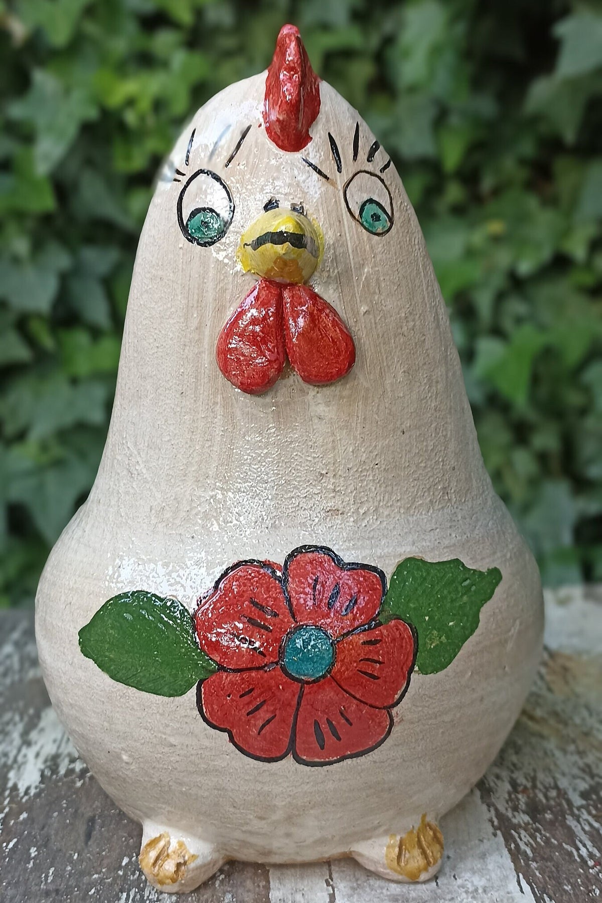 Ceramic Chicken Planter, Flower Pot, Handmade Mexican Pottery from Atzompa, Mexico, Home Decor, Indoor or Outdoor Decor, Charming Plant Pot