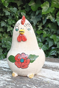 Ceramic Chicken Planter, Flower Pot, Handmade Mexican Pottery from Atzompa, Mexico, Home Decor, Indoor or Outdoor Decor, Charming Plant Pot