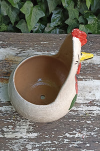 Ceramic Chicken Planter, Flower Pot, Handmade Mexican Pottery from Atzompa, Mexico, Home Decor, Indoor or Outdoor Decor, Charming Plant Pot