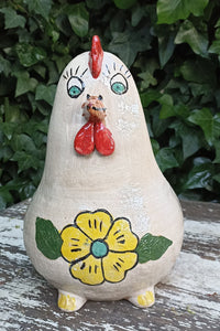 Ceramic Chicken Planter, Flower Pot, Handmade Mexican Pottery from Atzompa, Mexico, Home Decor, Indoor or Outdoor Decor, Charming Plant Pot