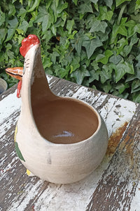 Ceramic Chicken Planter, Flower Pot, Handmade Mexican Pottery from Atzompa, Mexico, Home Decor, Indoor or Outdoor Decor, Charming Plant Pot