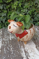 Ceramic Dog Planter, Flower Pot, Handmade Mexican Pottery from Atzompa, Mexico, Home Decor, Indoor or Outdoor Decor, Charming Plant Pot