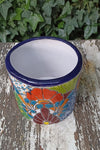 Colorful 7" Round Flower Pot, Talavera Ceramic Planter, Handmade Pottery, Outdoor Garden Decor, Indoor Home Decor, Unique Housewarming Gift