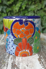 Colorful 7" Round Flower Pot, Talavera Ceramic Planter, Handmade Pottery, Outdoor Garden Decor, Indoor Home Decor, Unique Housewarming Gift