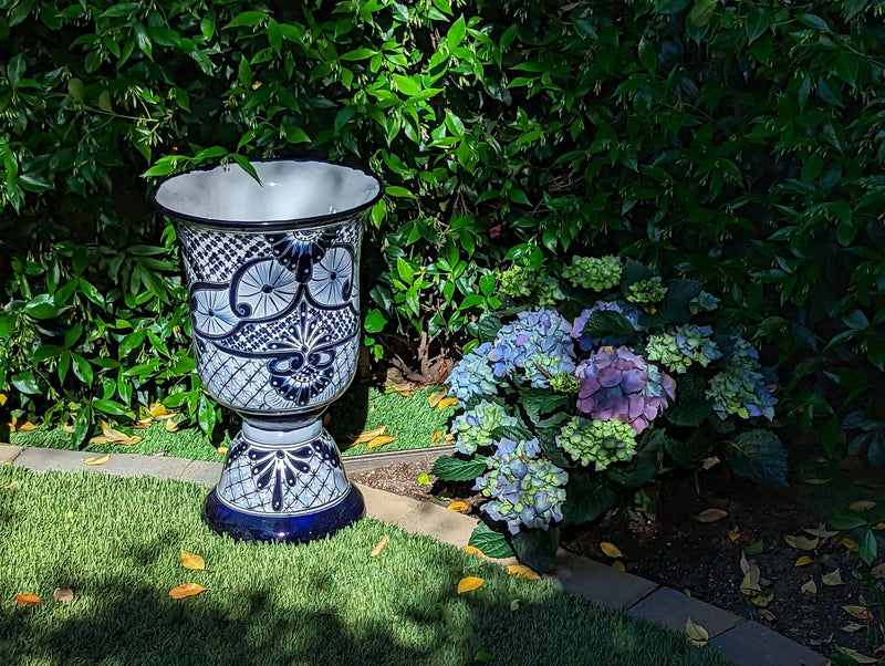 Classic Flower Pot Ships 9-25| Talavera Ceramic Planter is 22" Tall Handmade Mexican Pottery, Outdoor Garden Decor, Home Decor