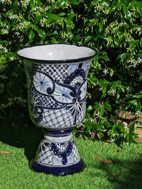 Classic Flower Pot Ships 9-25| Talavera Ceramic Planter is 22" Tall Handmade Mexican Pottery, Outdoor Garden Decor, Home Decor