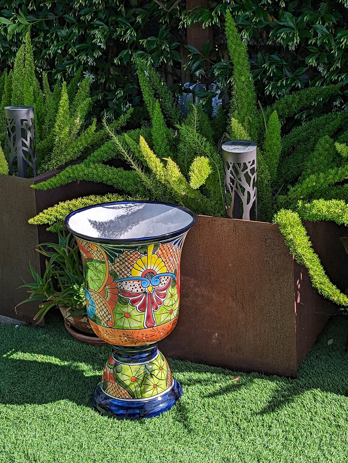 spanish style plant pots Colorful 22" Tall Flower Pot, Talavera Ceramic Planter, Handmade Potte – LUV2BRD