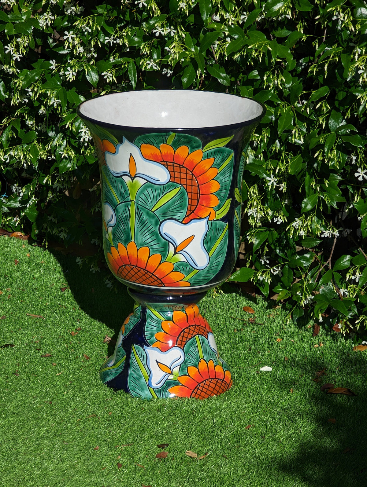 Pre-order Sunflower Lilly Planter Ships 9-25 | 22" Handmade Talavera Cermaic Mexico Pottery, Stunning Outdoor Garden Decor, Home Decor