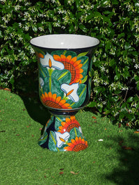 Pre-order Sunflower Lilly Planter Ships 9-25 | 22" Handmade Talavera Cermaic Mexico Pottery, Stunning Outdoor Garden Decor, Home Decor