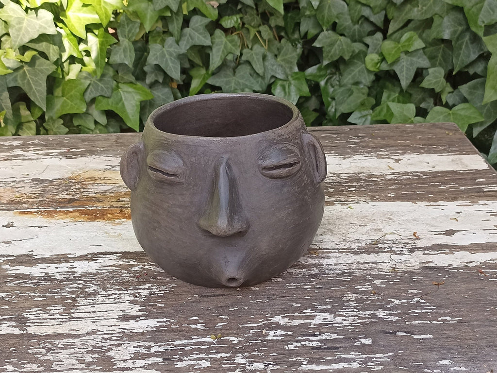 Whistler Face Planter is Handmade Mexican Pottery from Atzompa, Mexico, Indoor Home Decor, Larger Size