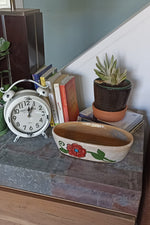 Succulent Planters, Talavera Pottery, Indoor Windowsill Planter, Cute Succulent Planter Box, Herb Planters Indoor, Red & Blue Flowers