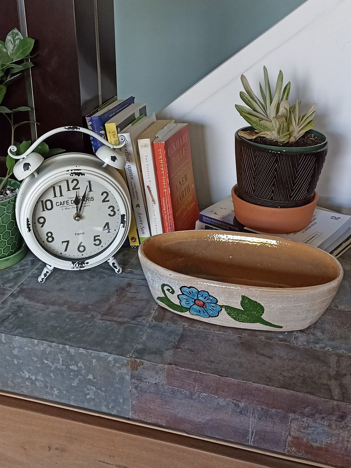 Succulent Planters, Talavera Pottery, Indoor Windowsill Planter, Cute Succulent Planter Box, Herb Planters Indoor, Red & Blue Flowers