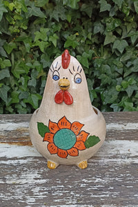 Ceramic Chicken Planter, Flower Pot, Handmade Mexican Pottery from Atzompa, Mexico, Home Decor, Indoor or Outdoor Decor, Charming Plant Pot