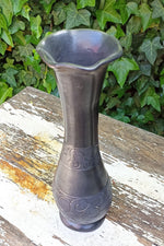 Slim Barro Negro Vase, Handmade Black Clay Mexican Pottery from San Bartolo near Oaxaca, Mexico