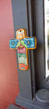 Talavera Cross Decoration, Mexican Clay Art, Decorative Cross, Oaxacan Art, Colorful Cross Art Handmade In Mexico