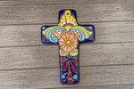 Talavera Cross Decoration, Mexican Clay Art, Decorative Cross, Oaxacan Art, Colorful Cross Art Handmade In Mexico