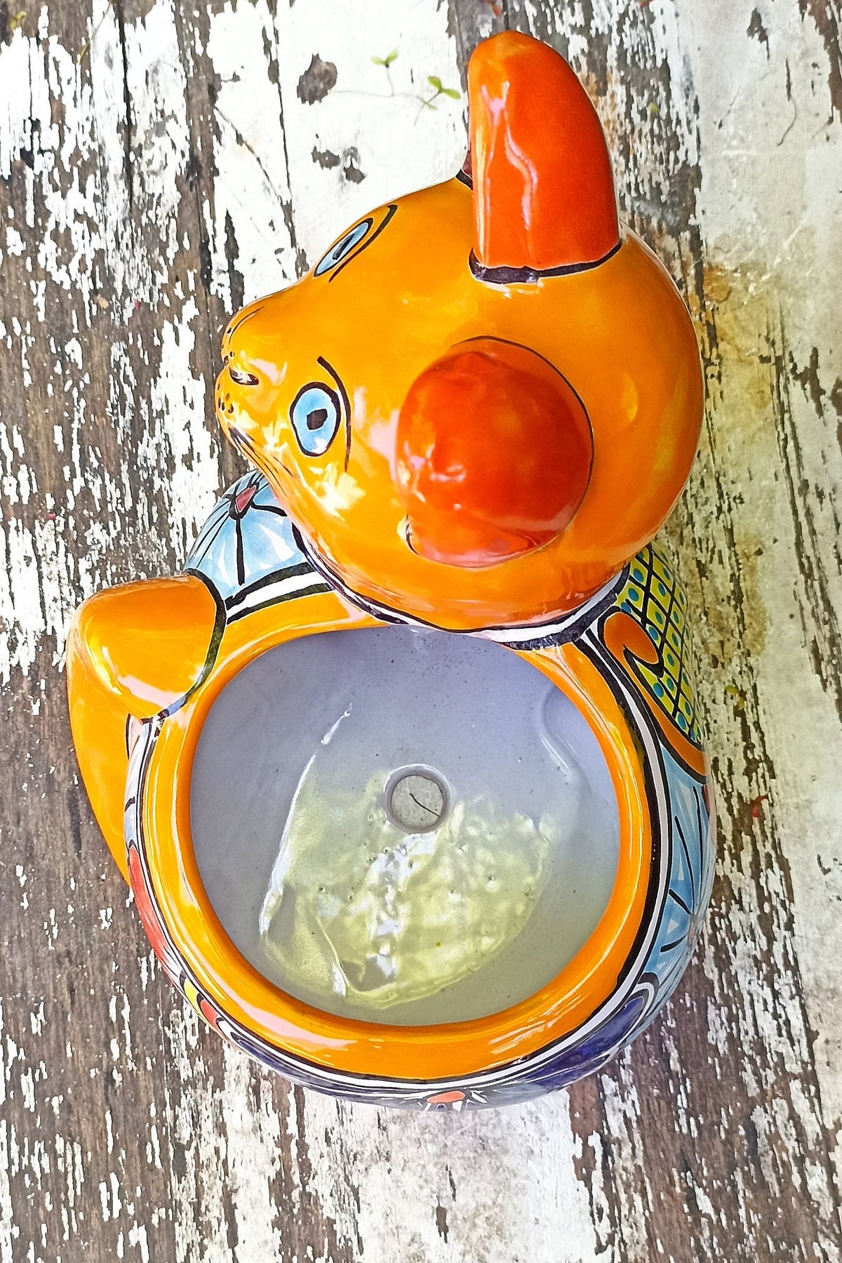 Talavera Cat Flower Pot, Ceramic Planter Home Decor, Indoor Outdoor Planter Pot, Mexican Pottery Yard & Garden Decor, Handmade