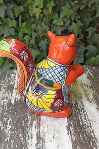 Talavera Squirrel, Ceramic Squirrel Figurine, Squirrel Gifts, Garden Statue, Talavera Pottery, Handmade, Hand Painted, Squirrel Decor Figure