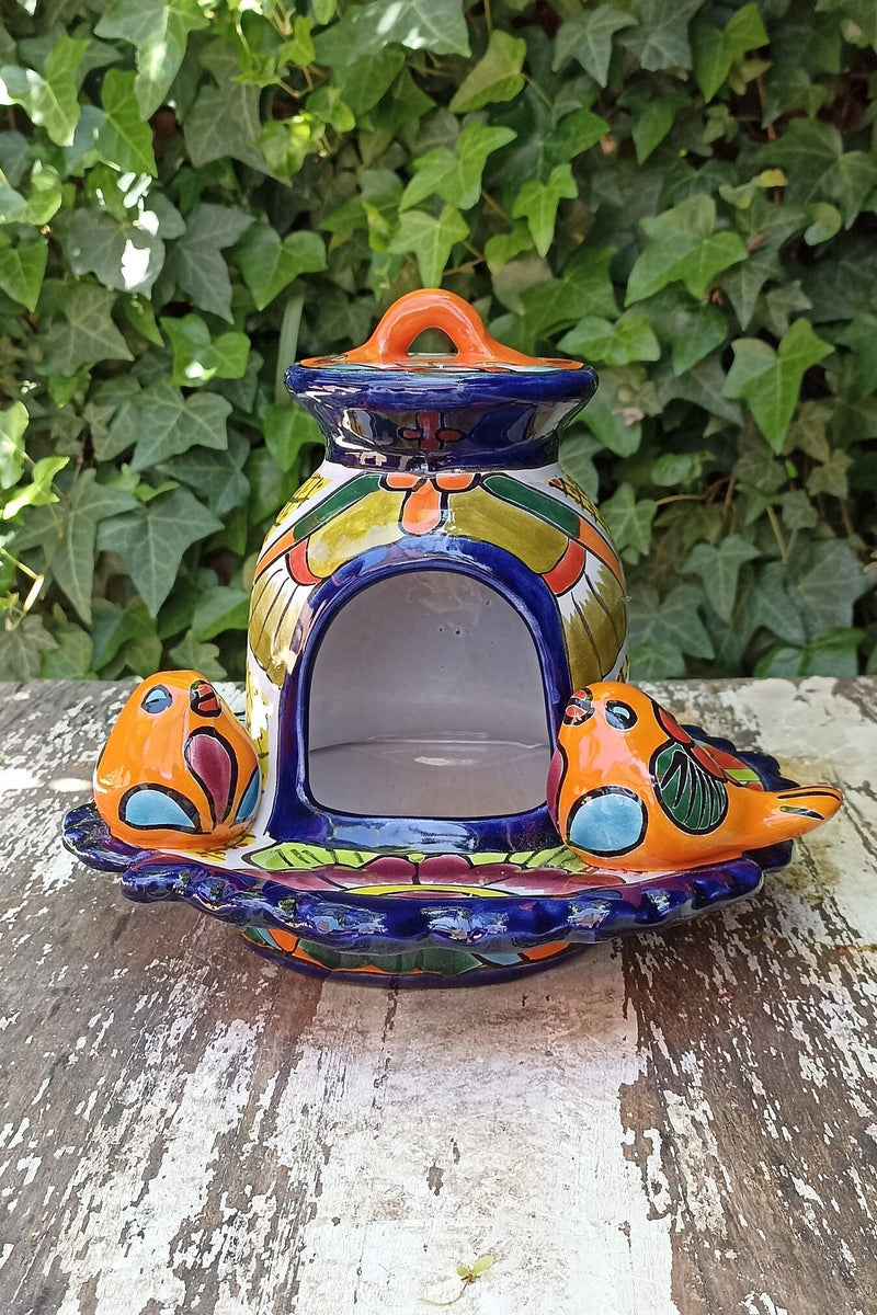 Ceramic Bird Feeder, Talavera Pottery, Decorative Outdoor Hanging Feeder Station, Handmade Mexican Pottery, Attract Wild Birds