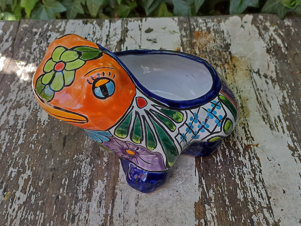 Colorful Frog Flower Pot, Ceramic Planter, Talavera Pottery, Indoor Outdoor Planter, Talavera Pot, Mexican Planter, Small Pot