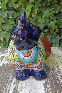 Talavera Cat Flower Pot, Ceramic Planter Home Decor, Indoor Outdoor Planter Pot, Mexican Pottery Yard & Garden Decor, Handmade