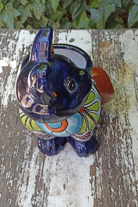 Talavera Cat Flower Pot, Ceramic Planter Home Decor, Indoor Outdoor Planter Pot, Mexican Pottery Yard & Garden Decor, Handmade