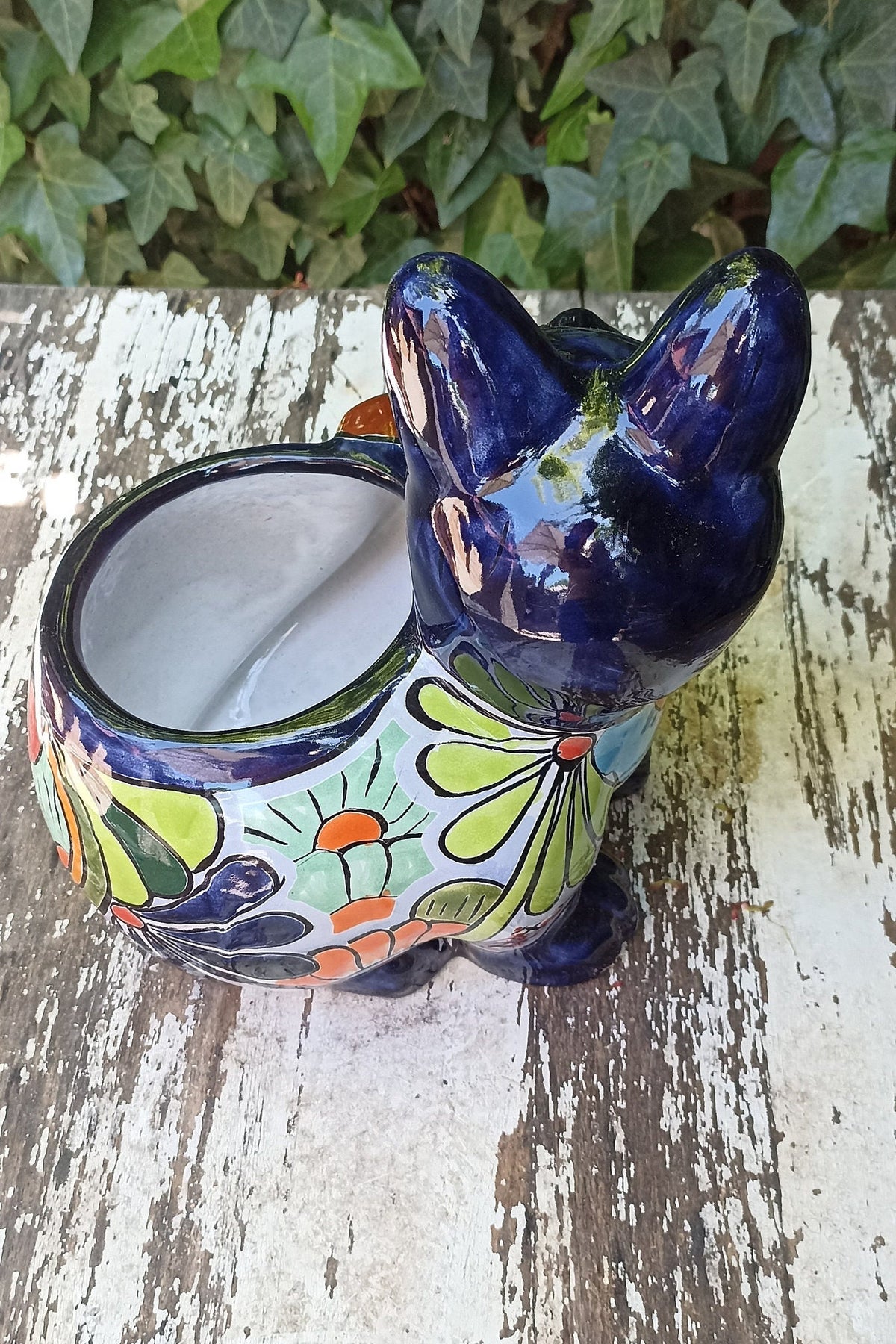 Talavera Cat Flower Pot, Ceramic Planter Home Decor, Indoor Outdoor Planter Pot, Mexican Pottery Yard & Garden Decor, Handmade
