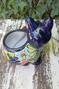 Talavera Cat Flower Pot, Ceramic Planter Home Decor, Indoor Outdoor Planter Pot, Mexican Pottery Yard & Garden Decor, Handmade