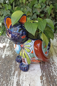 Talavera Cat Flower Pot, Ceramic Planter Home Decor, Indoor Outdoor Planter Pot, Mexican Pottery Yard & Garden Decor, Handmade