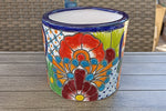 Colorful 7" Round Flower Pot, Talavera Ceramic Planter, Handmade Pottery, Outdoor Garden Decor, Indoor Home Decor, Unique Housewarming Gift