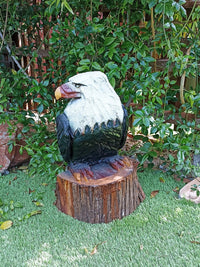Bald Eagle Statue, Hand Carved Eagle Art, Yard & Home Decor, Chainsaw Art, Carved Eagle Statue, Outdoor Garden Statue