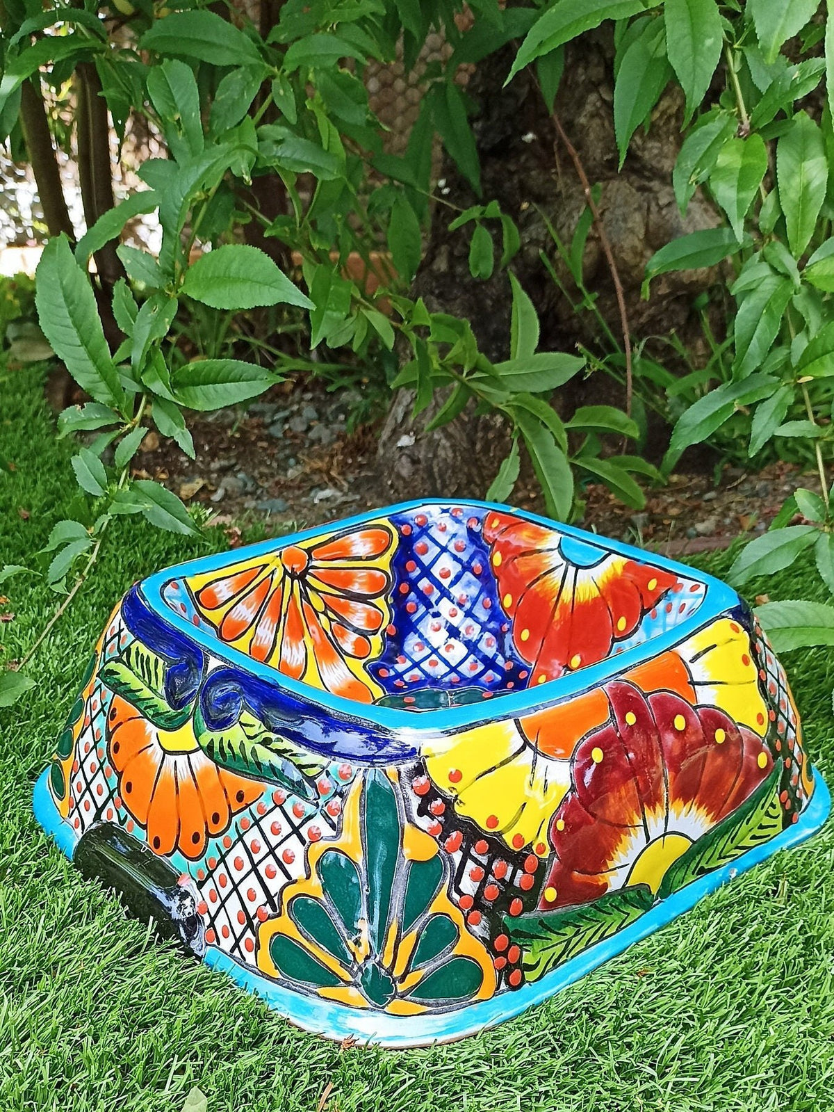 Ceramic Dog Dish, Talavera Pottery, Gorgeous Pet Food Bowl, Mexican Dog Bowl, Hand Painted Dog Lover Home Decor or Gift, Medium Sized Dogs