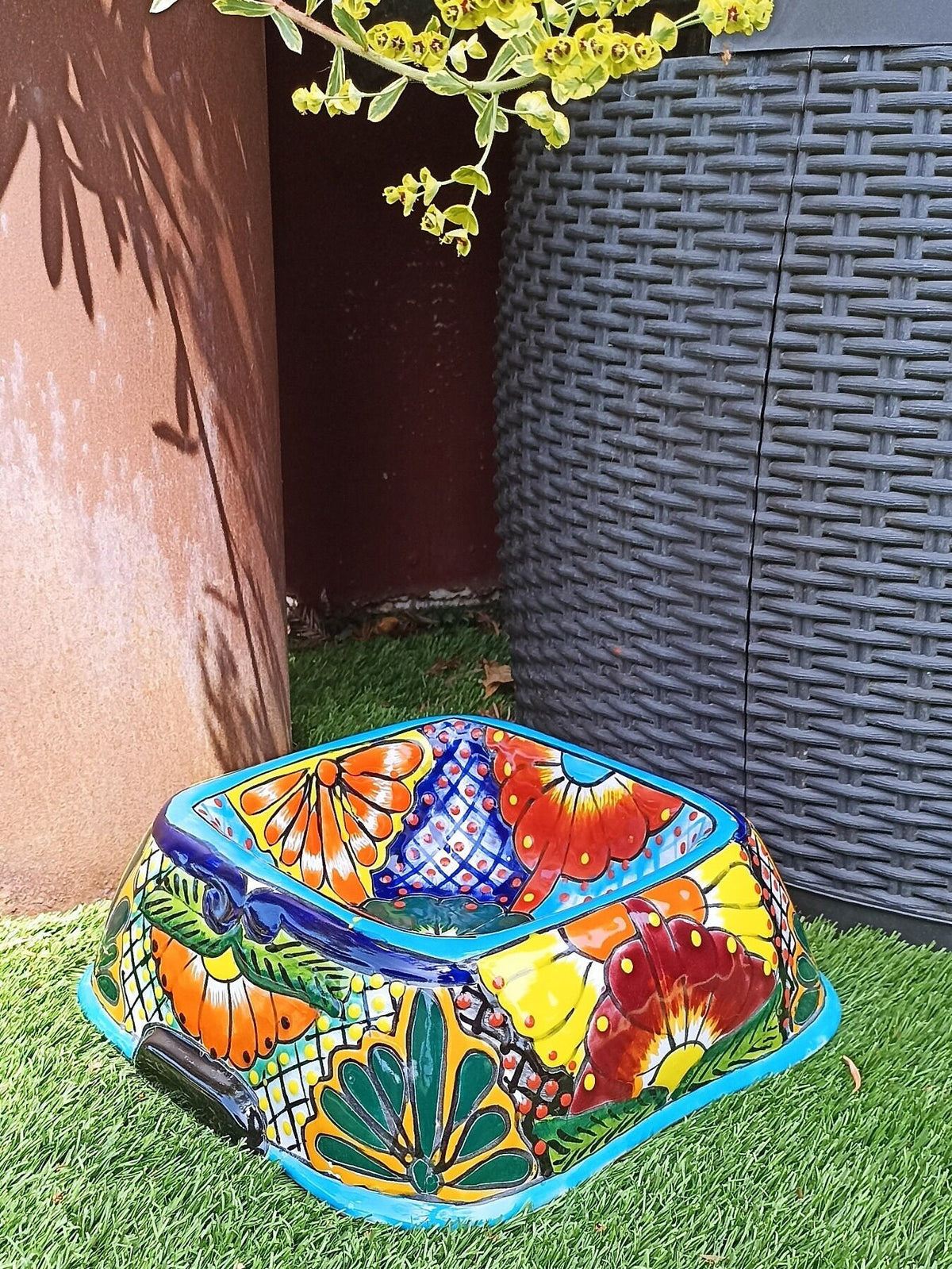 Ceramic Dog Dish, Talavera Pottery, Gorgeous Pet Food Bowl, Mexican Dog Bowl, Hand Painted Dog Lover Home Decor or Gift, Medium Sized Dogs