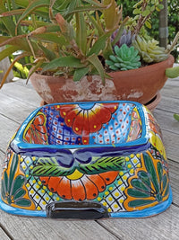Ceramic Dog Dish, Talavera Pottery, Gorgeous Pet Food Bowl, Mexican Dog Bowl, Hand Painted Dog Lover Home Decor or Gift, Medium Sized Dogs