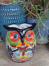 Gorgeous 14" Owl Flower Pot, Talavera Ceramic Planter, Handmade Pottery, Outdoor Garden Decor, Indoor Home Decor, Unique Gift for Birders