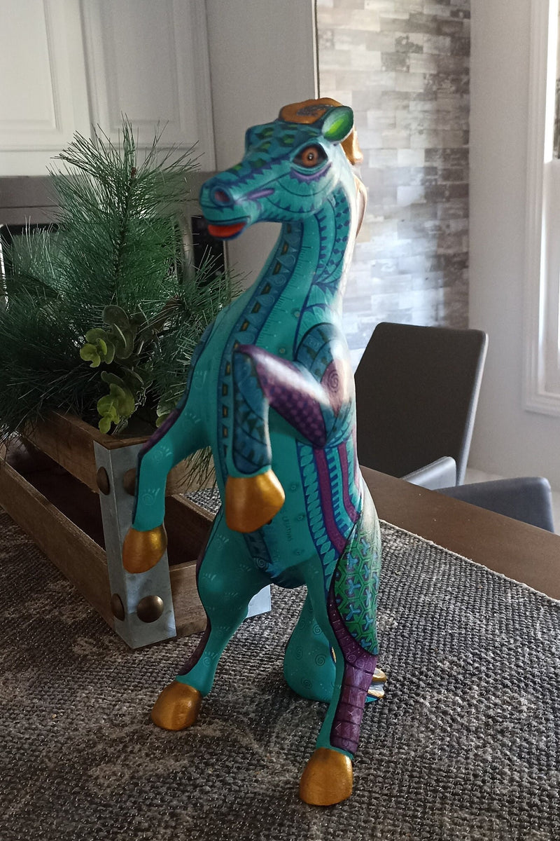 Horse Alebrije Art, Mexican Wood Carving Home Decor, Handmade Animal Sculpture & Mexican Folk Art, Dancing Horse Alebrije