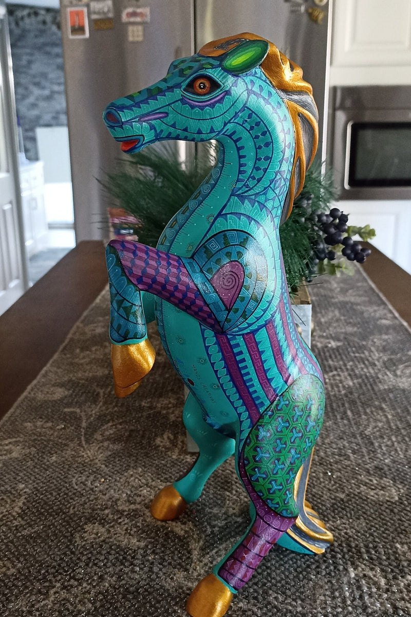 Horse Alebrije Art, Mexican Wood Carving Home Decor, Handmade Animal Sculpture & Mexican Folk Art, Dancing Horse Alebrije