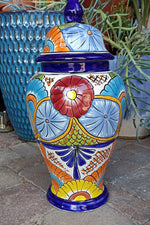 Stunning Ginger Jar, Mexican Pottery Ceramic Talavera Vase, Decorative Container