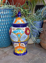 Stunning Ginger Jar, Mexican Pottery Ceramic Talavera Vase, Decorative Container