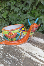 Talavera Snail Planter Mexican Pottery, Ceramic Planter Pot for Indoor Home Decor or Outdoor Garden Decor, Hand Painted Flower Pot