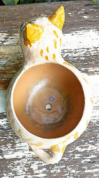 Ceramic Cat Planter, Flower Pot, Handmade Mexican Pottery from Atzompa, Mexico, Home Decor, Indoor or Outdoor Decor, Charming Plant Pot