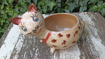 Ceramic Cat Planter, Flower Pot, Handmade Mexican Pottery from Atzompa, Mexico, Home Decor, Indoor or Outdoor Decor, Charming Plant Pot