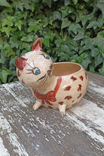 Ceramic Cat Planter, Flower Pot, Handmade Mexican Pottery from Atzompa, Mexico, Home Decor, Indoor or Outdoor Decor, Charming Plant Pot