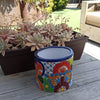 Colorful 7" Round Flower Pot, Talavera Ceramic Planter, Handmade Pottery, Outdoor Garden Decor, Indoor Home Decor, Unique Housewarming Gift