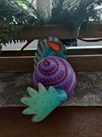 Snail Fusion Alebrije, Oaxaca Mexico Folk Art, Handmade Home Decor, Original Wood Sculpture, Carved Animal, Unique Gift