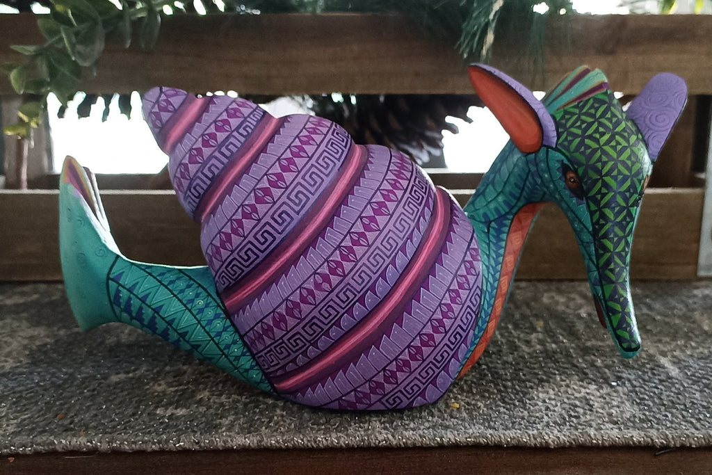 Snail Fusion Alebrije, Oaxaca Mexico Folk Art, Handmade Home Decor, Original Wood Sculpture, Carved Animal, Unique Gift