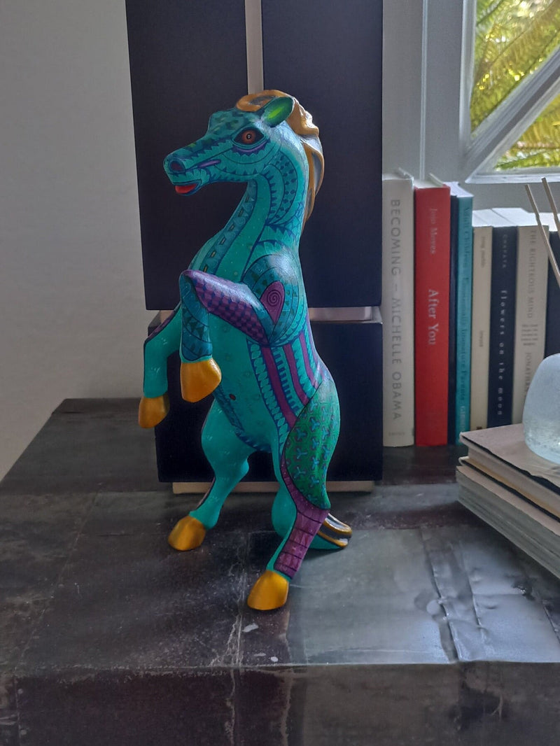 Horse Alebrije Art, Mexican Wood Carving Home Decor, Handmade Animal Sculpture & Mexican Folk Art, Dancing Horse Alebrije