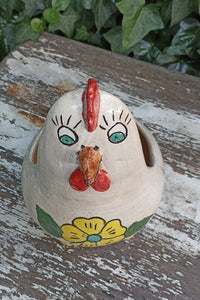 Ceramic Chicken Planter, Flower Pot, Handmade Mexican Pottery from Atzompa, Mexico, Home Decor, Indoor or Outdoor Decor, Charming Plant Pot