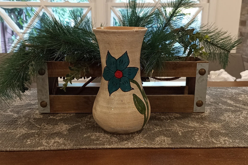 Decorative Flower Vase, Handmade Mexican Pottery from Atzompa, Mexico, Home Decor, Indoor or Outdoor Decor, Charming Plant Pot